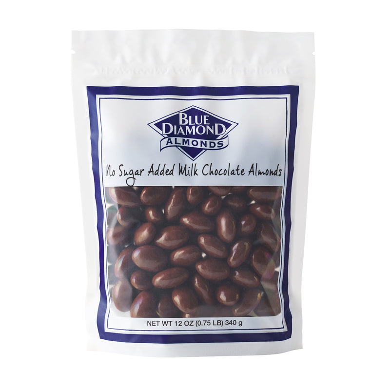 No Sugar Added Milk Chocolate Covered Almonds, 12oz Resealable Bag