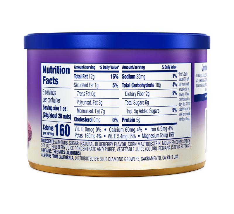 Blueberry Flavored Almonds, 6oz Cans, Case of 12