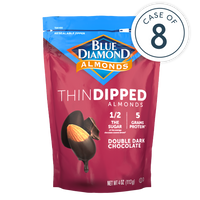 Thin Dipped Double Dark Chocolate Almonds, Case of 8
