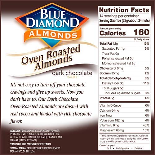 Oven Roasted Dark Chocolate Cocoa Almonds, 14oz Bags