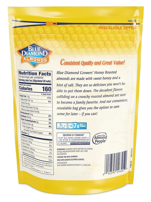 Honey Roasted Almonds, 16oz Bag