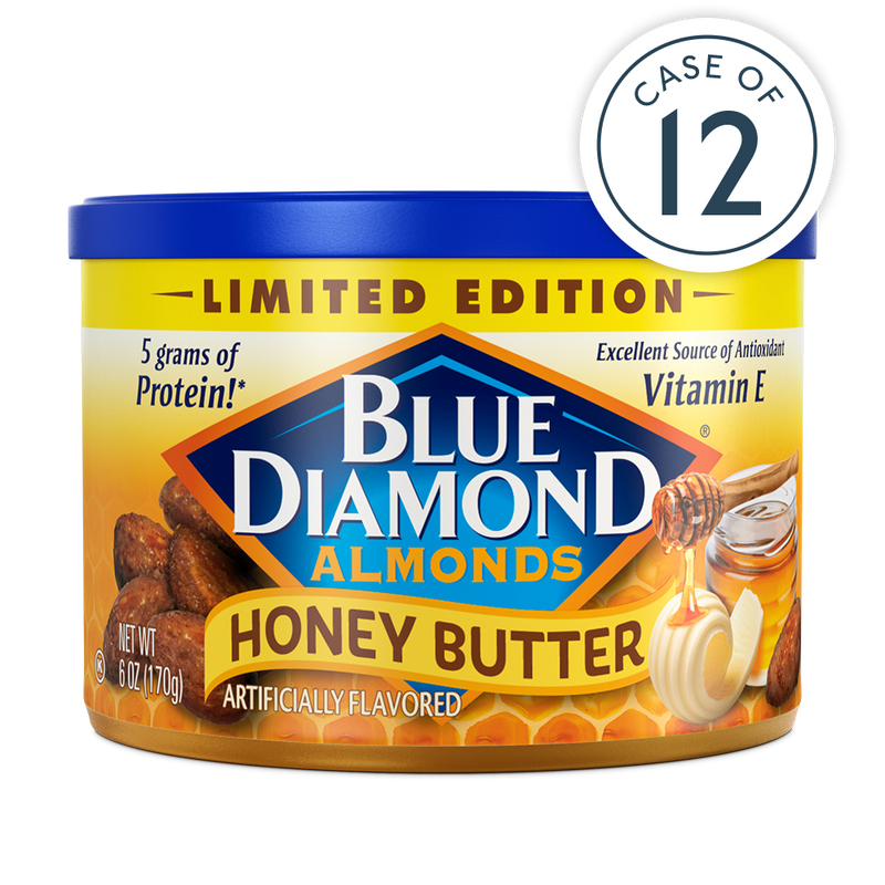 Honey Butter Flavored Almonds, 6oz Cans, Case of 12