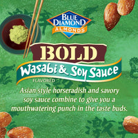 BOLD Wasabi & Soy Sauce Almonds: 1.5oz Snack Tubes (Pack of 12)