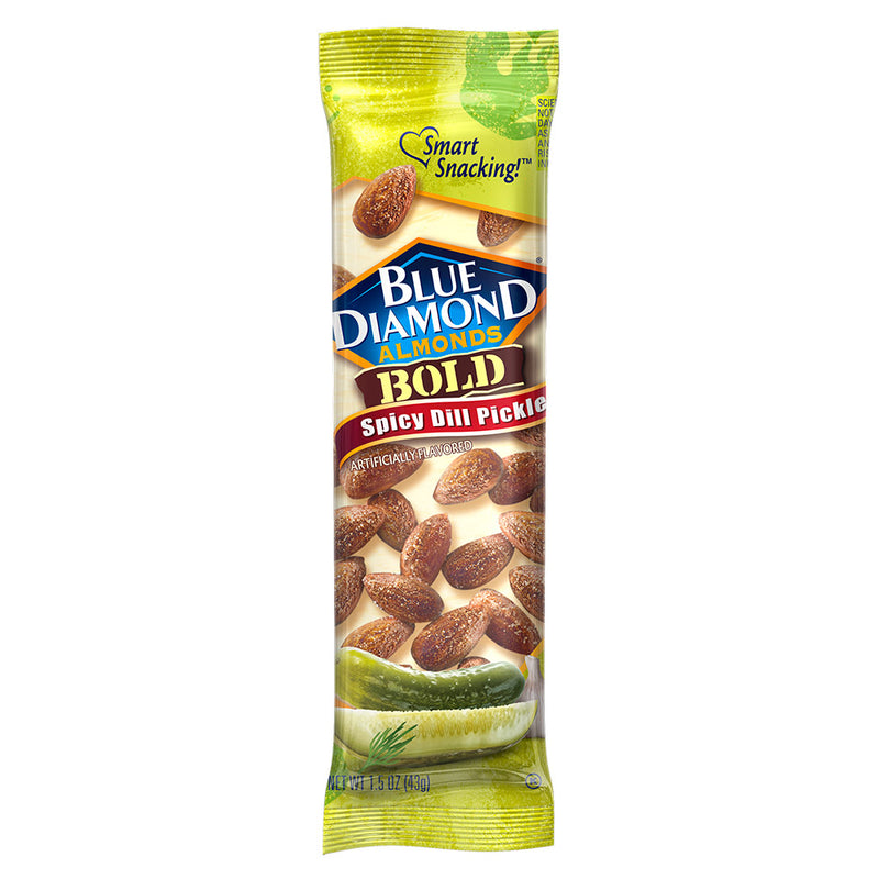 BOLD Spicy Dill Pickle Almonds: 1.5oz Snack Tubes (Pack of 12)