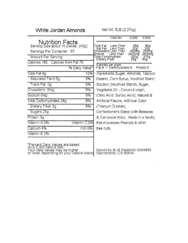 Nutritional Facts for White Jordan Almonds
