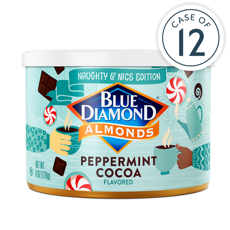 Peppermint Cocoa Flavored Almonds, 6oz Cans, Case of 12