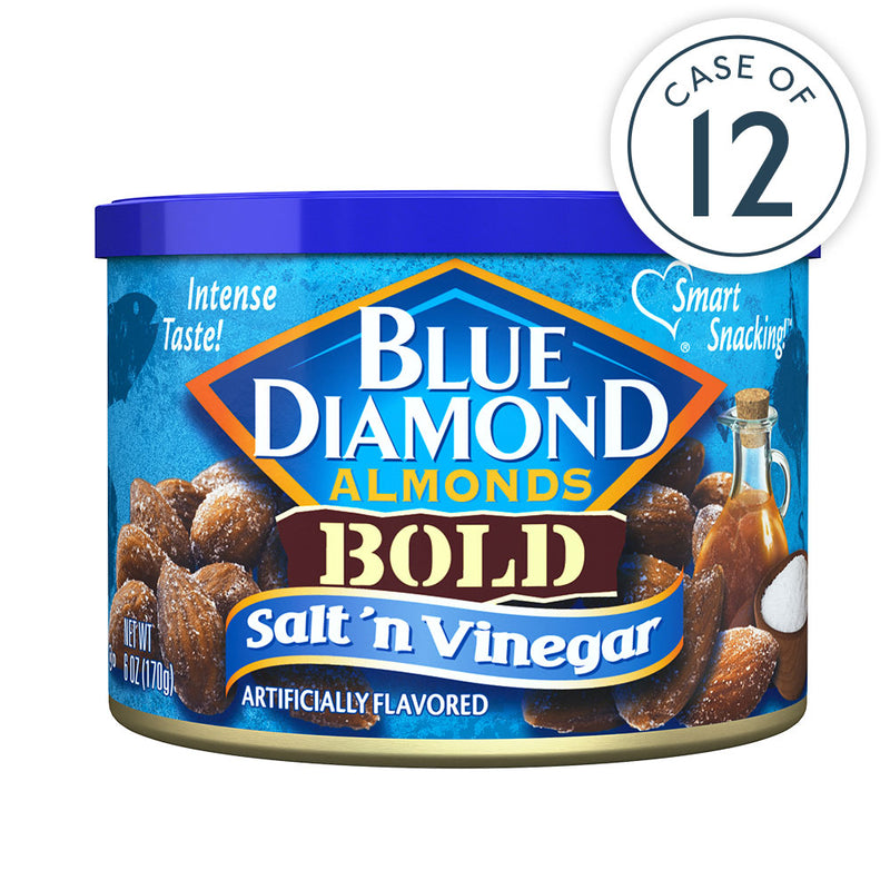 Salt 'n Vinegar Almonds, Individual 6oz Cans, Case of 12