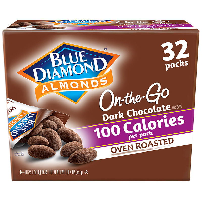 32 Count of 100 Calorie On-The-Go Bags of Oven Roasted Dark Chocolate Almonds