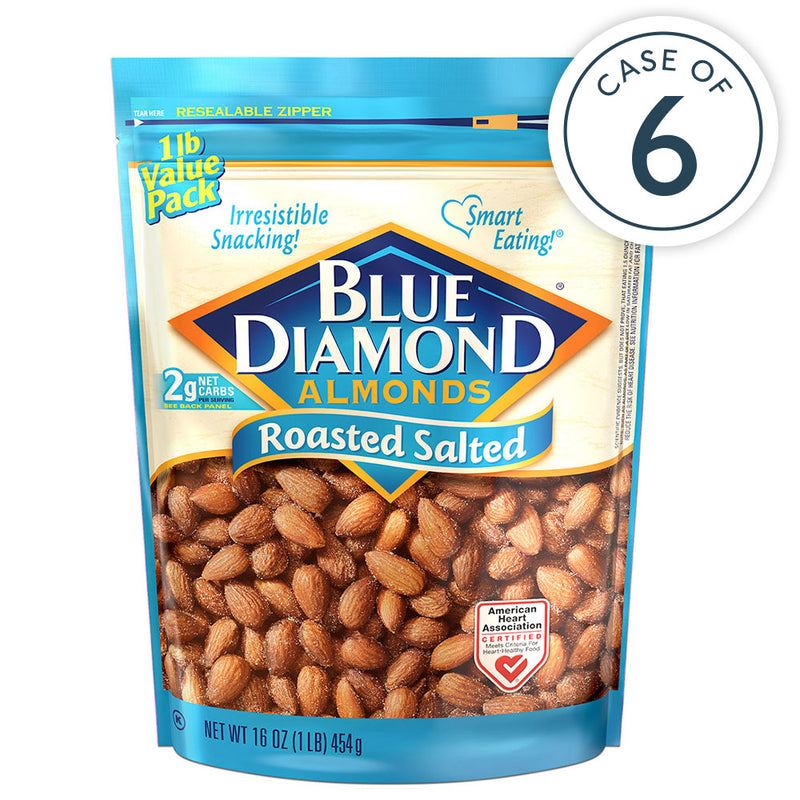 Case of 6, 16oz Bag of Roasted Salted Almonds