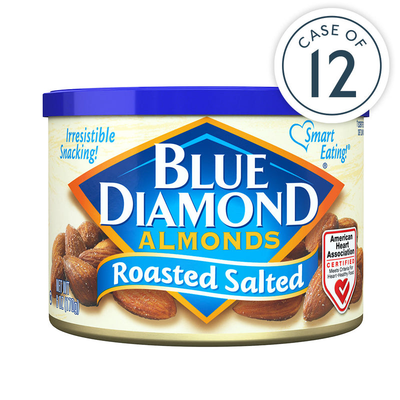 Case of 12,  6oz Cans of Roasted Salted Almonds
