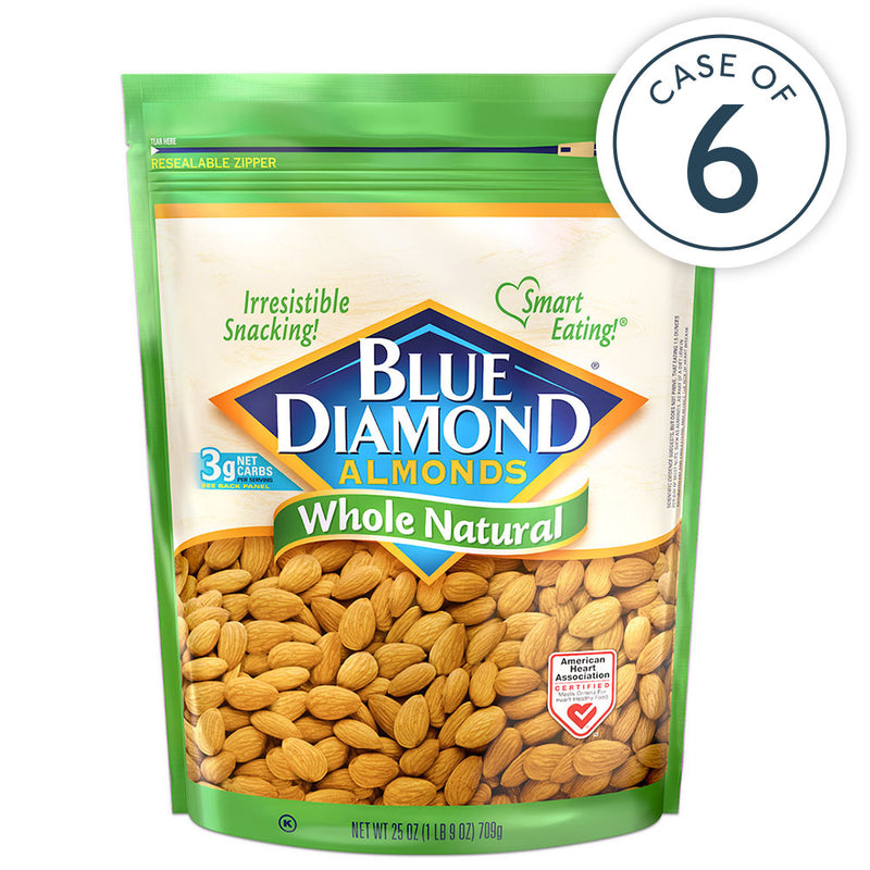 Case of 6, 25oz Bags of Whole Natural Almonds